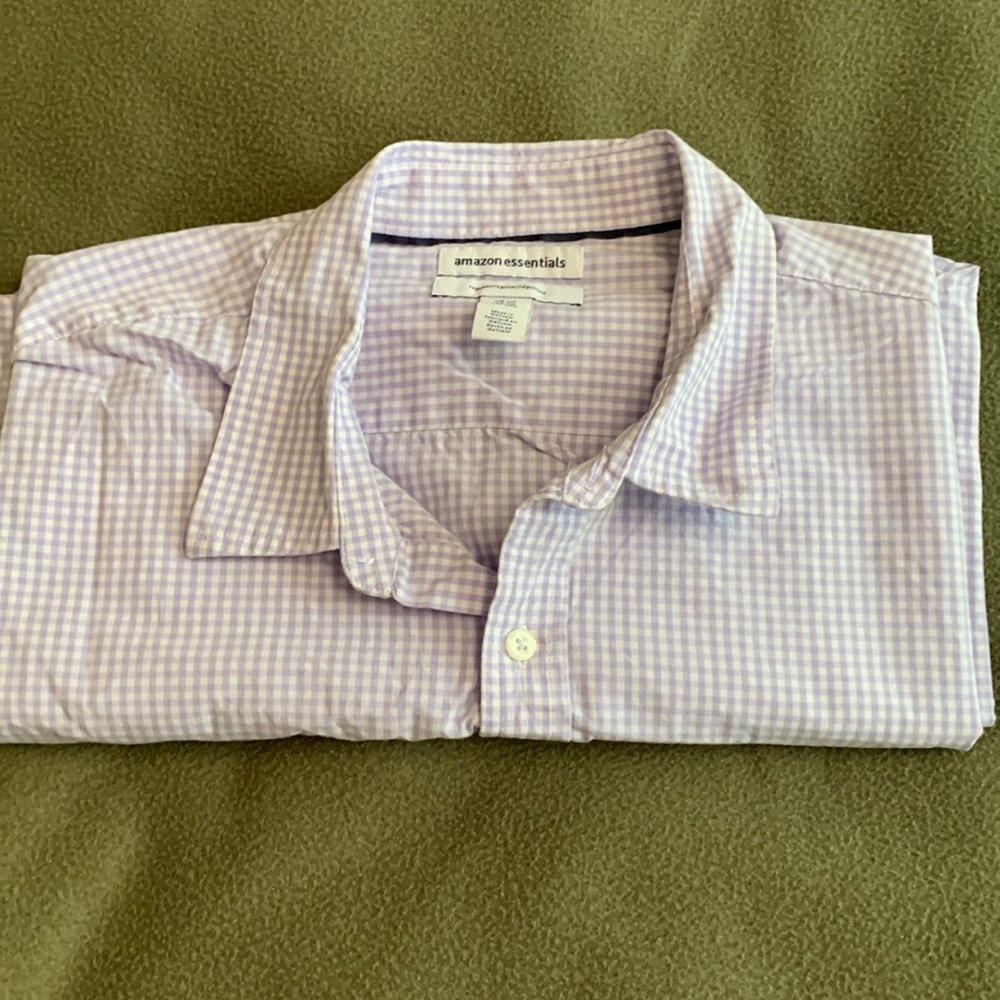 Men’s Amazon Essentials Lavender Gingham, Short S… - image 1